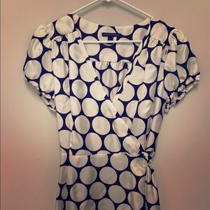 Banana Republic black/white polka dot wrap dress